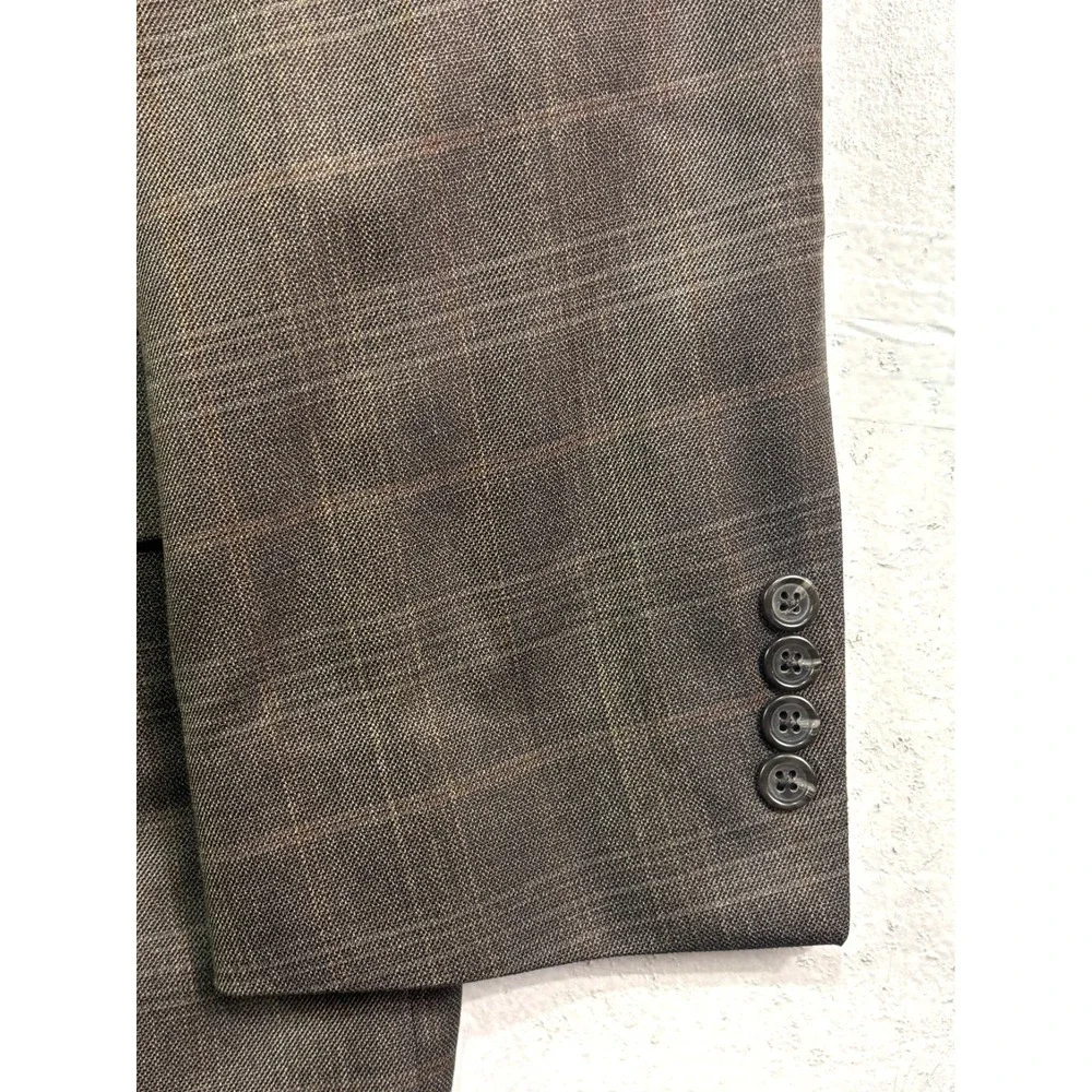 Jos A Bank 52L 100% Wool Blazer Jacket Sport Suit Coat‎ Plaid Brown Signature